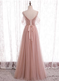 Pink Tulle Long Prom Dresses, A-Line Evening Party Dresses HZ0429