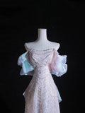 Beautiful Sequins Strapless Pearls Prom Dress, Pink A-Line Party Dress HZ0429