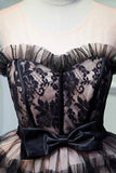 Black Layers Tulle Short Prom Dress, A-Line Homecoming Party Dress HZ0429