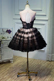 Black Layers Tulle Short Prom Dress, A-Line Homecoming Party Dress HZ0429