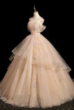 Beautiful Tulle Long Prom Dress, A-line Off the Shoulder Evening Party Dress HZ0429