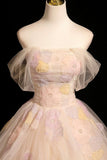 Beautiful Tulle Long Prom Dress, A-line Off the Shoulder Evening Party Dress HZ0429
