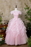 Pink Tulle Lace Long Prom Princess Dress, Pink A-Line Evening Party Dress HZ0429