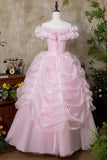 Pink Tulle Lace Long Prom Princess Dress, Pink A-Line Evening Party Dress HZ0429