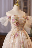 Champagne Tulle Sequins Short Prom Dress, Lovely A-Line Homecoming Party Dress HZ0429