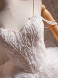 White Spaghetti Strap Tulle Beaded Short Prom Dress, Cute A-Line Party Dress HZ0429