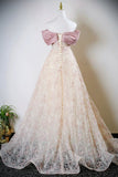 Blushing Pink Beading Appliques Prom Dress, Beautiful Off the Shoulder Party Dress HZ0429