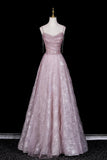 Sparkly Dusty Pink Off-the-Shoulder Prom Dress, A-Line Formal Dress with Sheer Scarf HZ0429