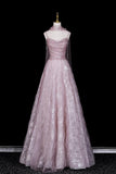 Sparkly Dusty Pink Off-the-Shoulder Prom Dress, A-Line Formal Dress with Sheer Scarf HZ0429