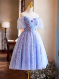 Lavender Appliques Sequins Party Dress, Beautiful A-Line Short Prom Dress HZ0429