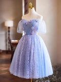Lavender Appliques Sequins Party Dress, Beautiful A-Line Short Prom Dress HZ0429