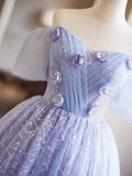 Lavender Appliques Sequins Party Dress, Beautiful A-Line Short Prom Dress HZ0429
