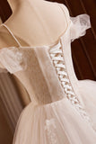 A-Line Spaghetti Strap Lace Beaded Party Dress, Light Champagne Floor Length Formal Evening Dress HZ0429