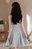 Lovely Light Blue Spaghetti Strap Short Prom Dress, A-Line Evening Party Dress HZ0429