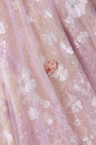 Lavender Off Shoulder Floral Sequins Ball Gown for Party and Prom HZ0429